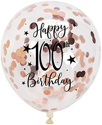 רוז זהב 100th Confetti Balloons