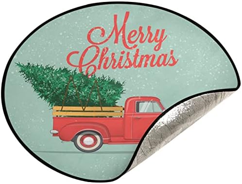 מחצלת עץ חג המולד של Visesunny מחצלת חג מולד שמח רטרו טנדר עם עץ עץ מעמד עץ מחצלת מגן רצפת סופג