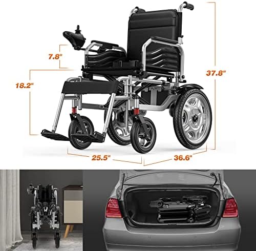 כיסא גלגלים חשמלי מתקפל למבוגרים מבוגרים, מנוע כפול 250 וואט, סוללת 24 וולט 12 אה, 360 ג ' ויסטיק, בטיחות נגד