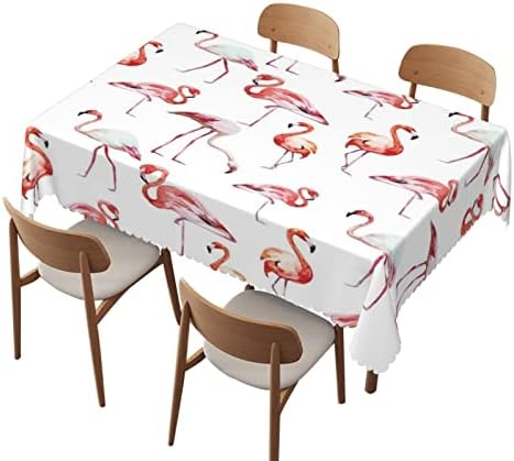 מפת שולחן בדוגמת פלמינגו בגודל 60 על 84 אינץ', בגדי שולחן מלבניים לשולחנות בגובה 4 רגל - עמיד למים כתם עמיד בפני