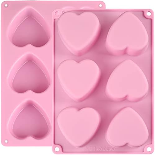 עובש סיליקון לב, 2 חבילות תבניות בצורת לב להכנת סבון בעבודת יד, פצצות אמבטיה, נרות, עוגה, פצצת