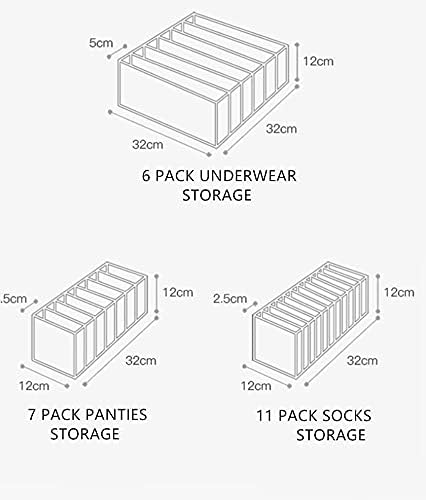 סט מארגן מגירת תחתונים-קופסאות מחיצות לאחסון תחתונים מתקפלים לבגדים, גרביים, תחתונים וחזיות
