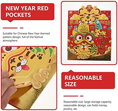 12 יחידות סיני חדש שנה אדום מעטפת קריקטורה 3 ד נמר כסף אדום מנות לאי לראות מזל הונג באו עבור