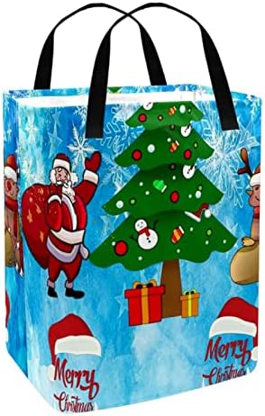 חג שמח סנטה כובע מתנות הדפסת סל כביסה מתקפל, 60 ליטר עמיד למים סלי כביסה סל כביסה צעצועי אחסון לחדר שינה בחדר