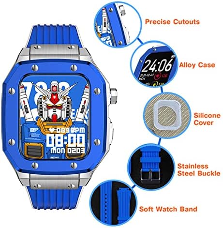 Bholsa for Apple Watch Series 7 Case Watch Case 44 ממ 42 ממ 45 ממ רצועת סיליקון מתכת מסגרת מתכת
