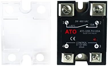 ממסר מצב מוצק של ATO SSR-10DA DC ל- AC ממסר מוליך חצי מוליך שלב יחיד, קלט 3-32V DC, פלט 24-480V AC