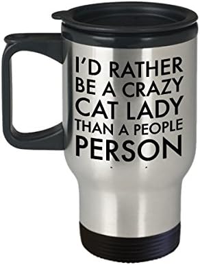 הוליווד וחוט חתול משוגע ליידי נסיעות ספל קפה ספל מצחיק מתנה מצחיקה - אני מעדיף להיות גברת חתולים מטורפת