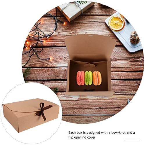 Pretyzoom 10 יחסי מקרון קופסת נייר קופסאות מאפייה לבנות קופסאות קאפקייקס מאפינס עוגיות אריזה מיכל קשת