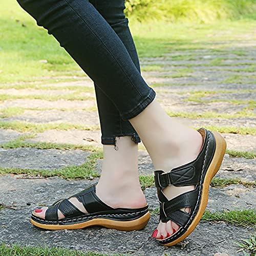 סנדלים לנשים קיץ חלול החליק על פלטפורמה נעליים רומיות נוחות תמיכה