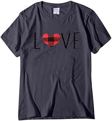 חולצות T jjhaevdy לנשים פלוס חולצה ליום האהבה בגודל אהבה הדפס חולצת טריקו עליונה שרוול קצר חולצות טי גרפיות