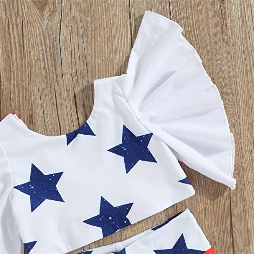 תינוקת פעוטות תינוקת 4 ביולי תלבושות דגל אמריקאי פרוע חולצת חולצת פעמונים בגדים רביעי ביולי