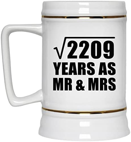 תכנן שורש ריבועי 47 שנה לשנים של 2209 שנים כמר אנד גברת, ספל קרמיקה קרמיקה של 22oz בירה קרמיקה עם