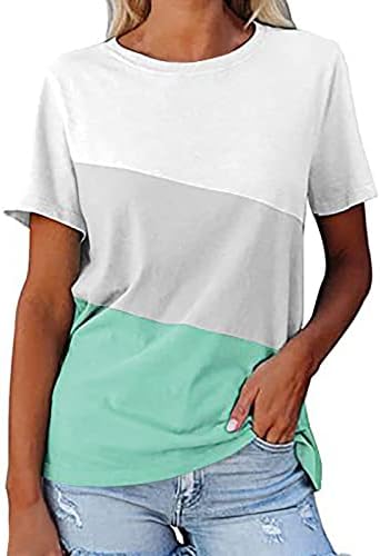 צמרות נשים קיץ מזדמן לבוש - חולצת קיץ נשים צוואר עגול הדפס שרוול קצר הדפס טש חולצה מזדמן טי.