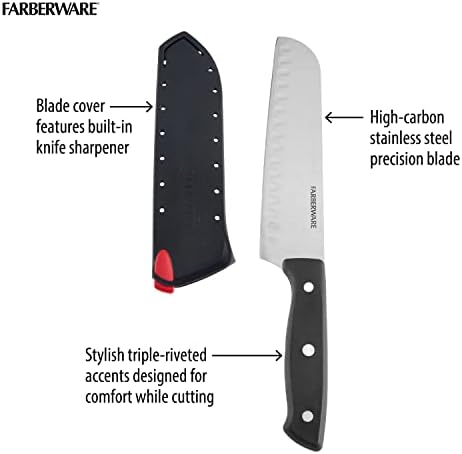 שומר קצה פרבר-שומר משולש משולש משולש מסודר מסנטוקו סט סכין, 4 חלקים, שחור