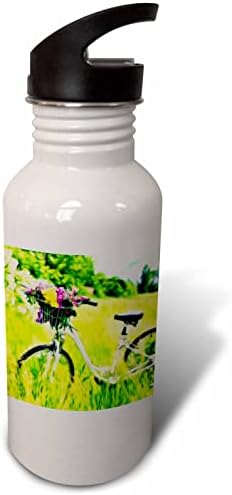 אופניים 3 דריוזה עם תמונת סל של פרחים של אור חדור. - בקבוקי מים