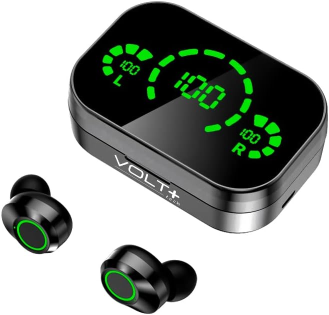 Volt Plus Tech Wireless V5.3 LED PRO אוזניות תואמות ל- LG VS810PPP IPX3 Bluetooth מים ומי זיעה/הפחתת רעש