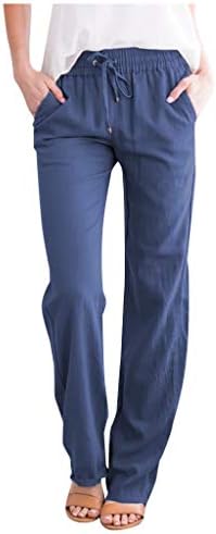 מכנסי Lensse לנשים עם מותניים גבוהים מתאימים רופפים S-3xl שרוך רגל רחבה עם כיסים ישר מכנסיים קלים
