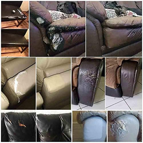 תיקון עור תיקון ספה טלאי נגד שריטות קילוף ומקל לספות, מושבי רכב 19x50 אינץ ', לבן בז'