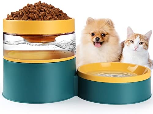 מתקן מים אוטומטי לכלב חתול ומזין בסט, קערת מזון לחיות מחמד בנפח 1 ליטר עם מתקן קערת מים לחתולים