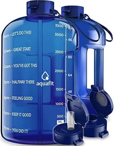 Aquafit 1 ליטר בקבוק מים עם זמנים לשתייה - בקבוק מים 128 גרם עם קש - בקבוק מים מוטיבציוני - בקבוק