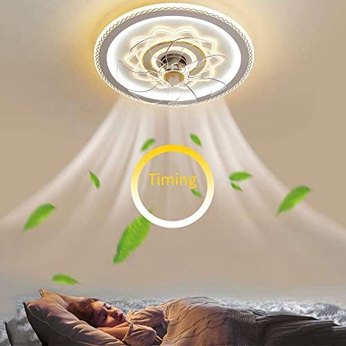 USMJQVZ LED 56W מודרני עגול עגול מאוורר תקרה נורדי נורדי שקט מעומק 3 הילוכים מאווררי תקרה לחדר שינה