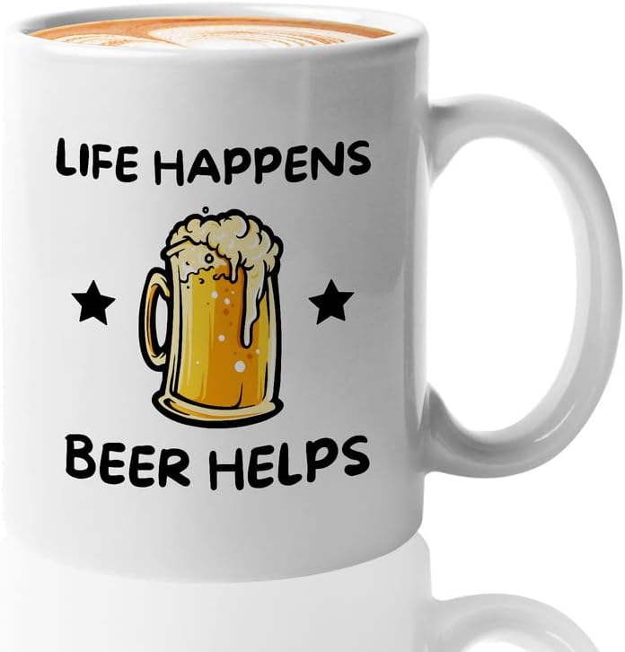 ארץ דליפה חובבת בירה ספל קפה 11oz לבן - החיים קורה עוזרת בירה - עיצוב משקאות חריף ברמן אלכוהול חובב אלכוהול