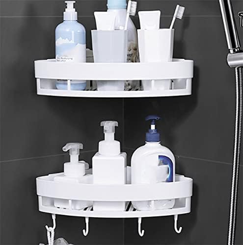 מארגן אחסון מתלה אמבטיה MGO סל פלסטיק רכוב קיר ללא ציפורניים עם מתלה ניקוז קל לבן למטבח אמבטיה