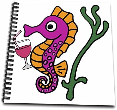 3 רוז חמוד מצחיק צבעוני סוסון ים שתיית יין חוף קריקטורה-ספרי ציור