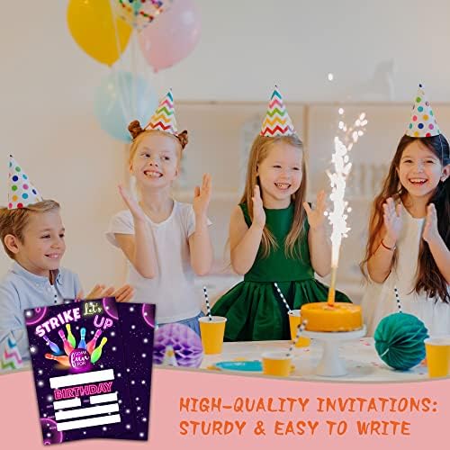Tirywt Bowling נושא הזמנות ליום הולדת, בואו נכה, למלא הזמנות למסיבת יום הולדת בסגנון עם מעטפות לבנות בנות,