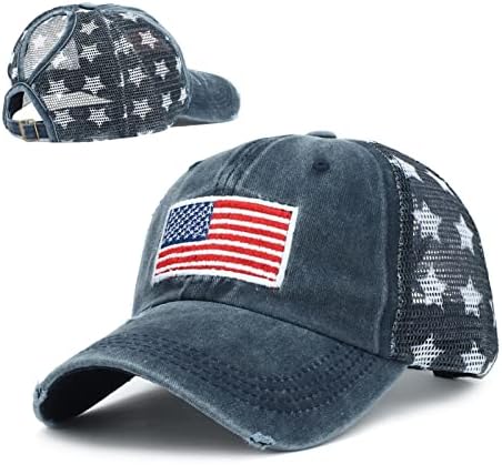גברים נשים בציר רשת נהג משאית כובע אמריקאי דגל קיץ מזדמן נמוך פרופיל שמש כובע אופנתי ספורט כובע