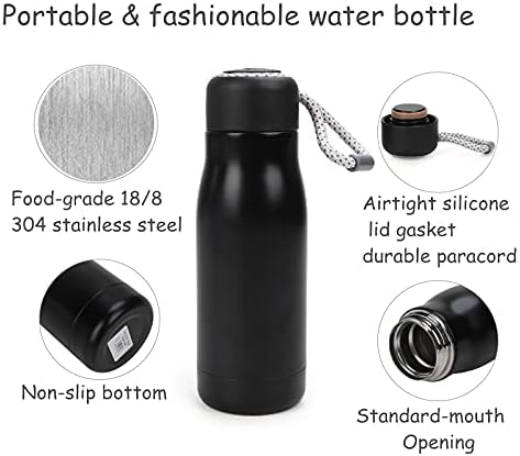 בקבוק מים נירוסטה בקבוק מים ואקום מבודד בקבוק ספורט לשימוש חוזר לשימוש חוזר, 14 גרם, שחור