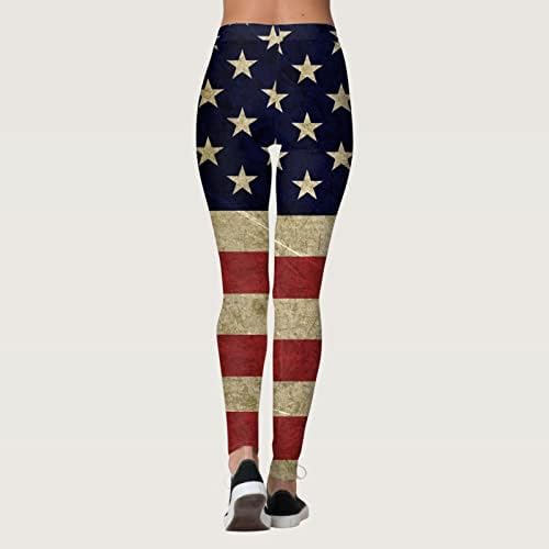 Masbird Ligging לנשים, נשים 4 ביולי חותלות דגל אמריקאי כוכבים צמודים אימון מותניים גבוהים מכנסי