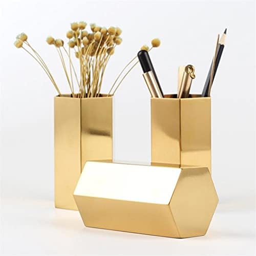 אגרטל Doubao צורה משושה צורה איפור יהלום מארגן קופסאות אחסון קופסא פרח זהב אגרטל שולחן מתכת קישוט