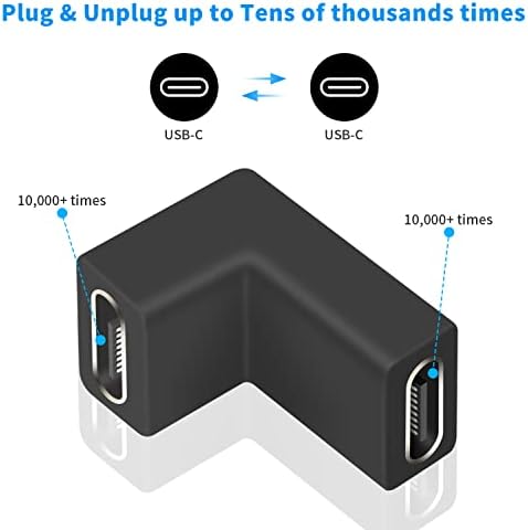 DUTTEK USB C מתאם נקבה לנקבה, 10 ג'יגה -ביט לשנייה USB C מתאם מצמד, 90 מעלות USB 3.1 זווית ימנית סוג