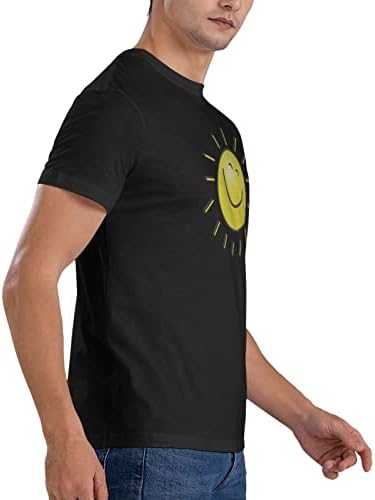 Sunshine Mens Summer T חולצת טי טי ספורט ספורט שרוול קצר מזדמן צמרות כותנה שחורות