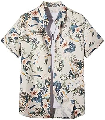 כפתור פרחוני של גורליטר גברים במורד חולצה הוואי שרוולים קצרים