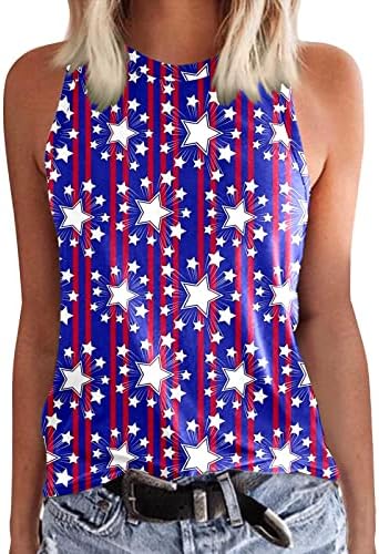 4 ביולי חולצות לנשים דגל ארהב קיץ ללא שרוולים גופייה כוכבים פסים פטריוטית חולצות מקרית חולצה למעלה