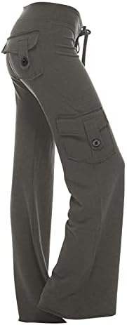 מכנסי מטען רגליים רחבות לנשים לנשים בתוספת חותלות יוגה גבוהות בגודל גודל y2k משיכת מכנסי רגליים ישרות עם כיסים