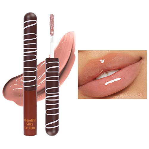 ליפ בר גלוס שוקולד זיגוג שפתיים לחות לחות לאורך זמן לחות לא דביק עירום מים אור איפור אפקט נשי 5.5 מיליליטר רול