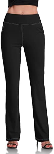 מכנסי יוגה של Dayoung Bootcut לנשים לבקרת בטן אימון מכנסי Bootleg מותניים גבוהים מכנסי מתיחה