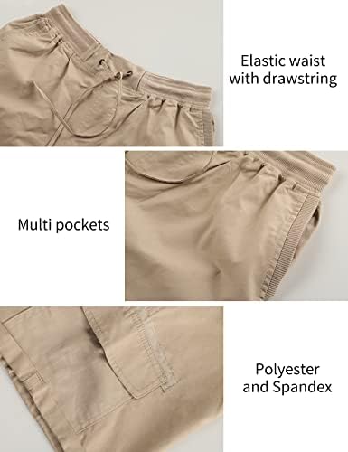 GIHUUO טיול לנשים מכנסי מטען קצרים אימון קיץ אלסטיים אלסטיים מותניים ברמודה מכנסיים קצרים