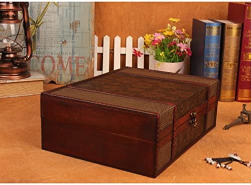 קופסת מזכרת Doitool Box Vintage Box Cox, קופסת עץ מעץ מעץ קופסת עץ דקורטיבית עם מכסה צירים לאחסון אוצר