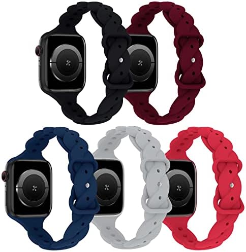 Acrbiutu 5 חבילה סיליקון רצועות קלועות תואמות עם Apple Watch 38 ממ 40 ממ 41 ממ 42 ממ 44 ממ 45 ממ, רצועות
