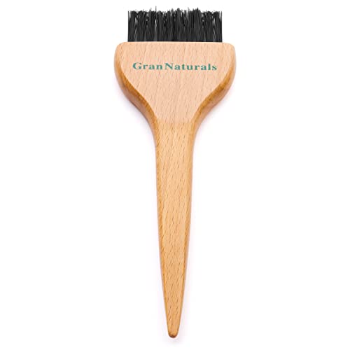Grannaturalls מברשת צבע שיער - מוליך צבע שיער - מוליך צבע שיער עם ידית עץ טבעית וזיפי ניילון - צביעת מברשת