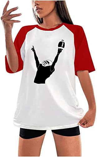 נשים של בייסבול חולצה קיץ עגול צוואר טי חולצות רופף קצר שרוול חולצות בייסבול מודפס גרפי טיז מקרית