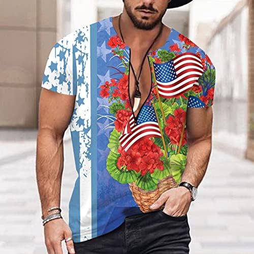 חולצות אימון קיץ לגברים גברים קיץ יום העצמאות דגל דיגיטלי 3 הדפסת רוכסן גדול וגבוה