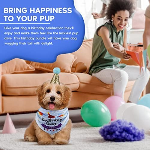 כלבים ראויים לזה לילד כלב מסיבת יום הולדת אספקת 8 חתיכות לכל אריזה כובע יום הולדת לכלב, עניבת פרפר, בנדנה,