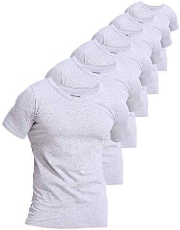 6 - חבילה בלתי נראה מוגדל צווארון גופיות 100 אחוזים כותנה קומפי צוות צוואר חולצות