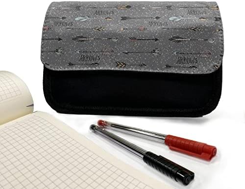 מארז עיפרון חץ אמבסון, עיצוב מנומר קליגרפי, תיק עיפרון עט בד עם רוכסן כפול, 8.5 x 5.5, דימגריי