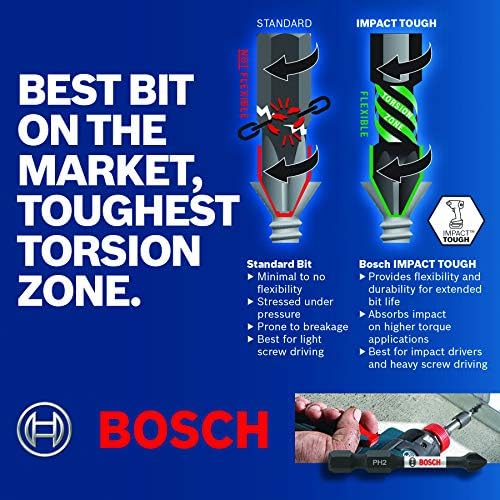 Bosch itdeph335b 10-Pack 3-1/2 אינץ '. פיליפס 3 השפעה על חתיכות מברג כפולות כפולות קשות